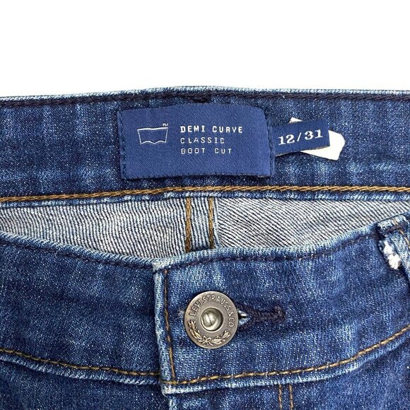 Levi's Demi Curve Classic Bootcut Women's size 12 Dark Wash Blue Denim Jeans - Picture 3 of 4